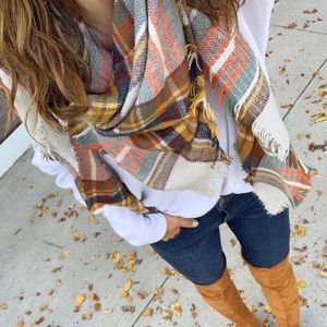 1/2 a square plaid blanket scarf